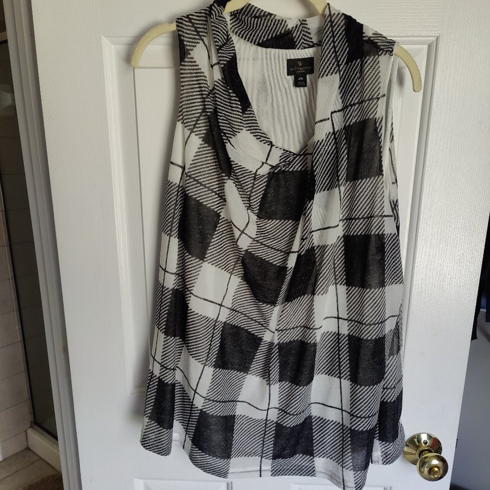 Worthington checker sleeveless blouse 2x